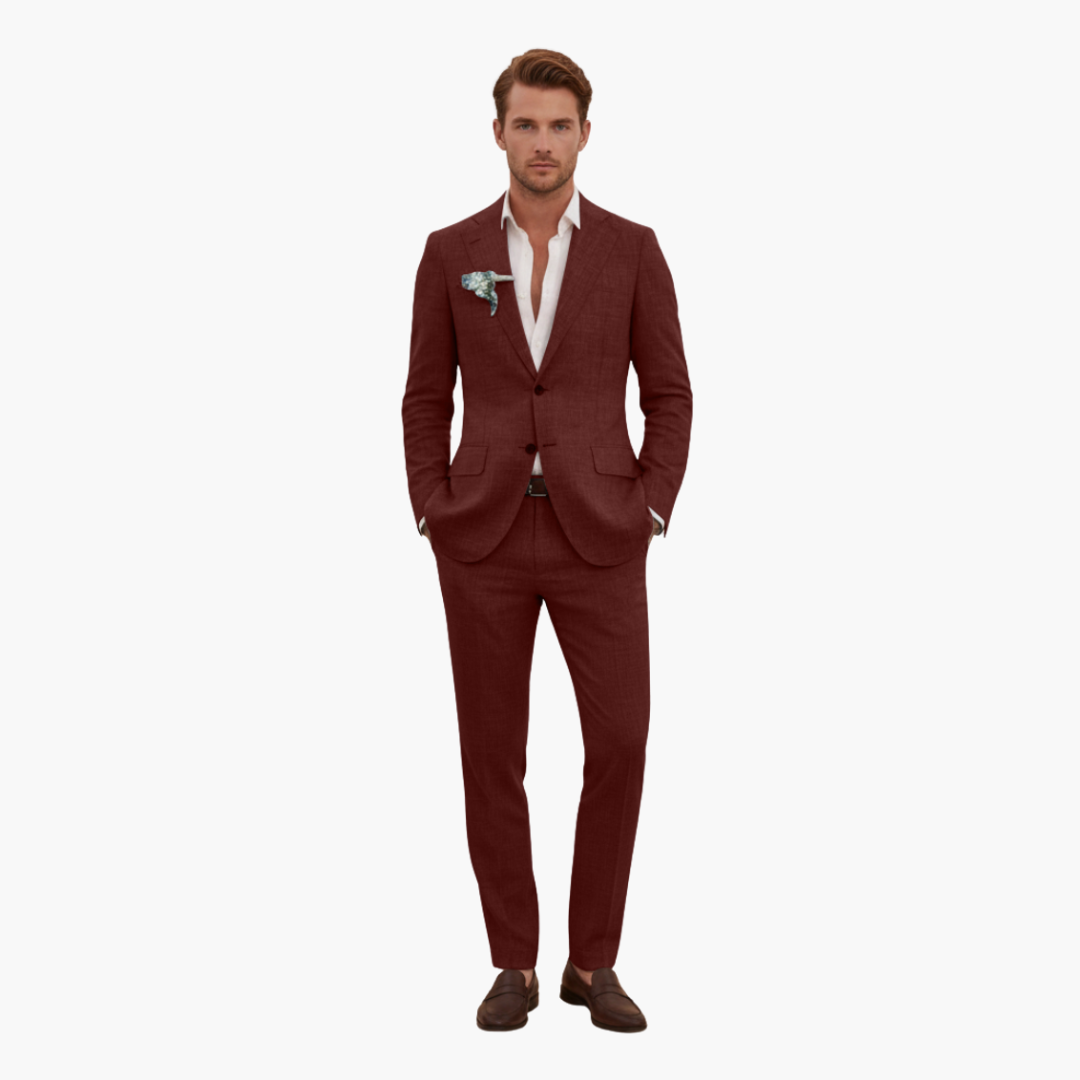 Linen-Look Blazer and Pants Set
