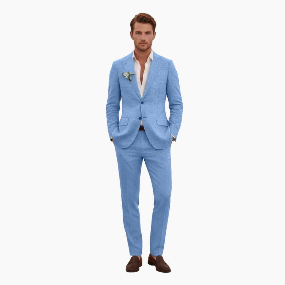 Linen-Look Blazer and Pants Set