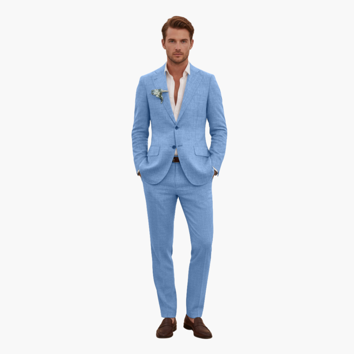 Linen-Look Blazer and Pants Set