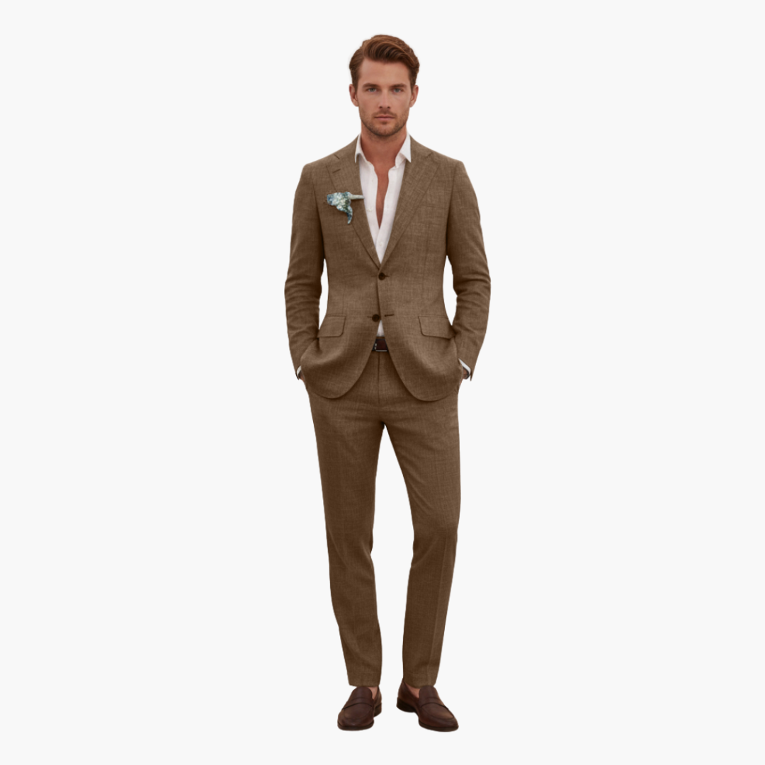 Linen-Look Blazer and Pants Set