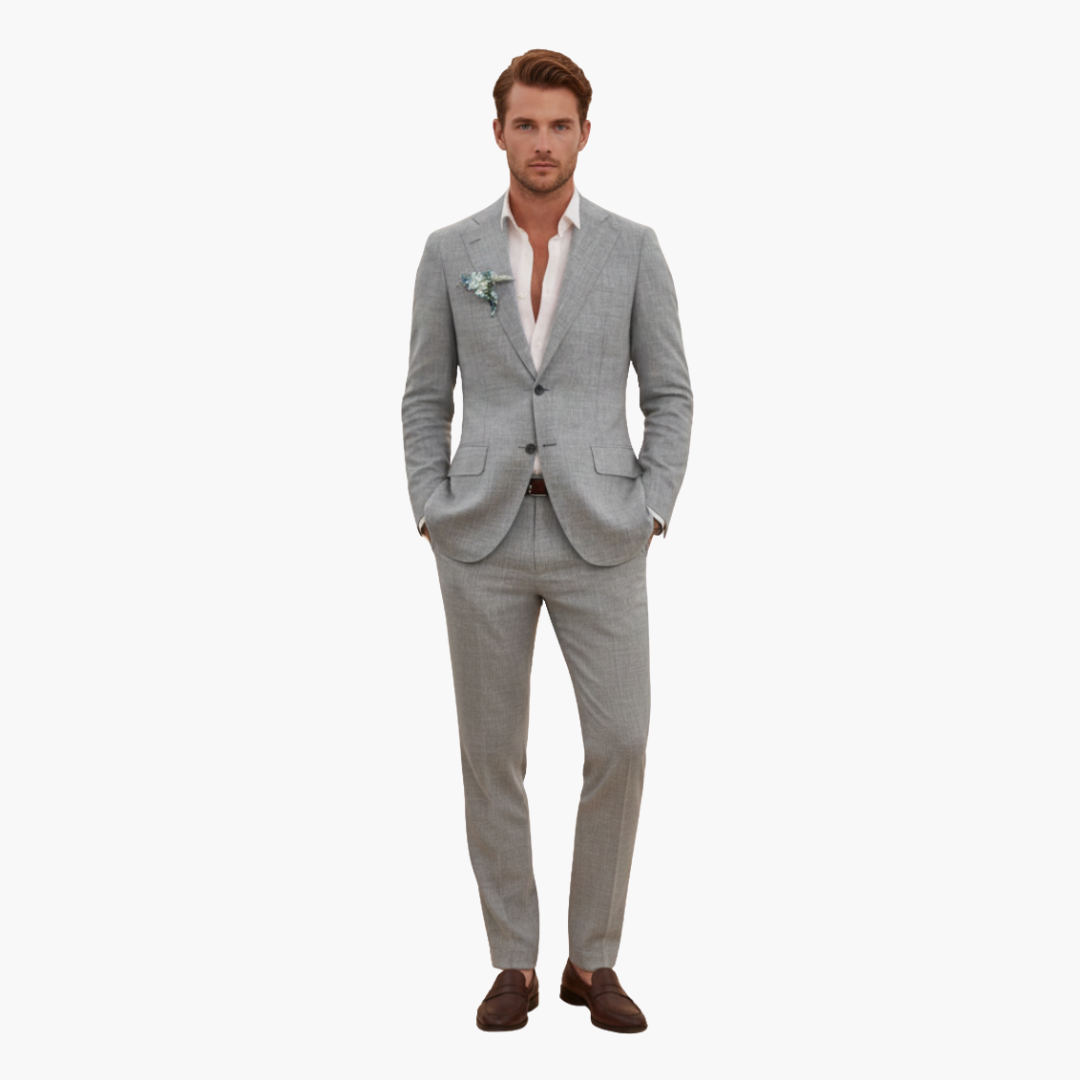 Linen-Look Blazer and Pants Set