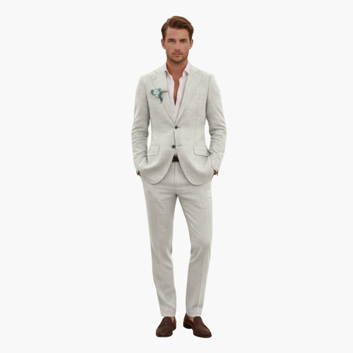 Linen-Look Blazer and Pants Set