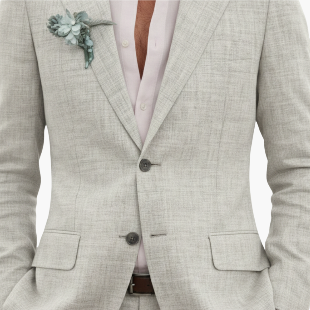 Linen-Look Blazer and Pants Set