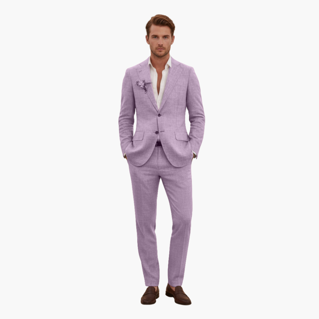 Linen-Look Blazer and Pants Set
