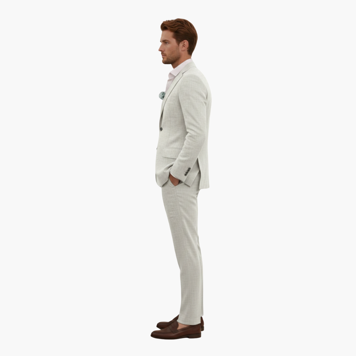 Linen-Look Blazer and Pants Set