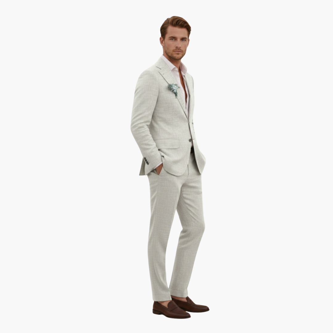 Linen-Look Blazer and Pants Set