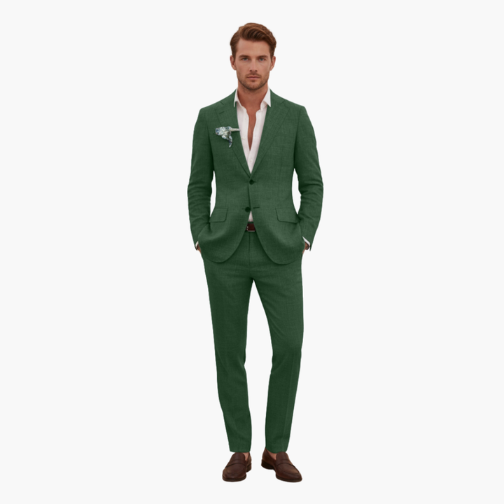 Linen-Look Blazer and Pants Set