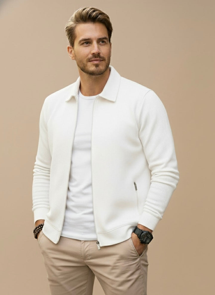 Men’s Stand Collar Zip Cardigan