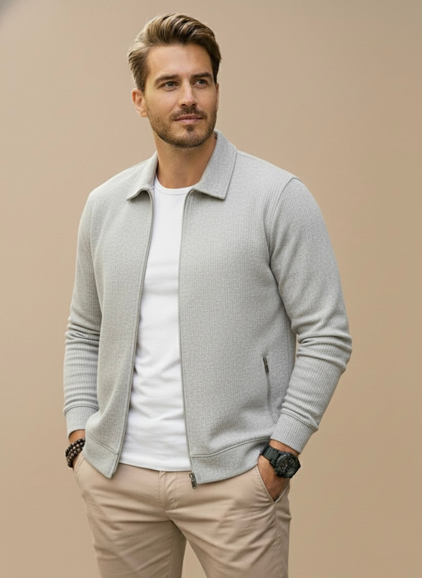 Men’s Stand Collar Zip Cardigan