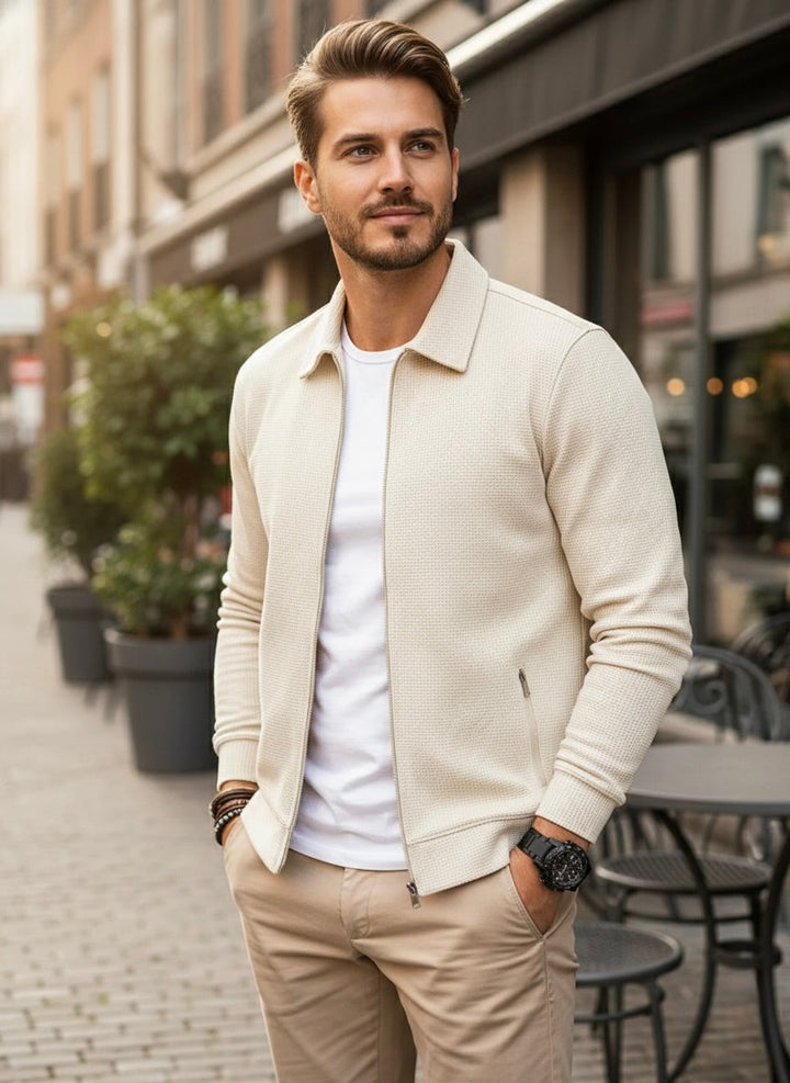 Men’s Stand Collar Zip Cardigan