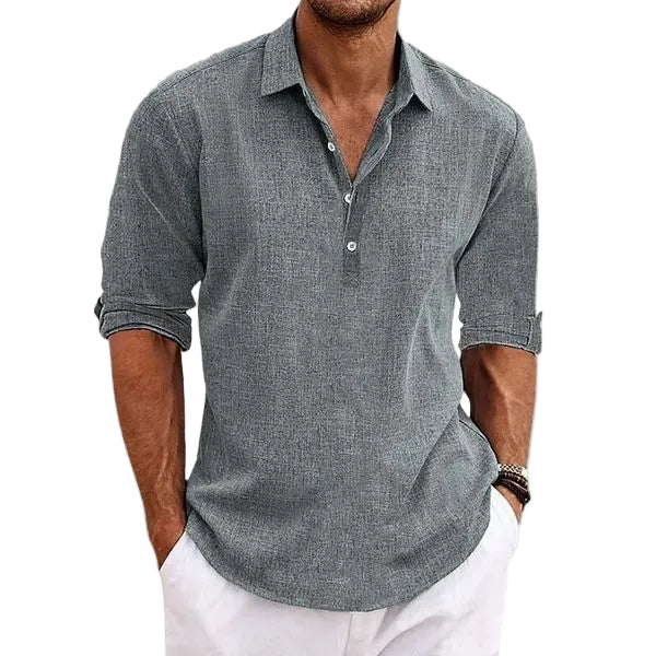 Folded Sleeve Quarter Button Shirt