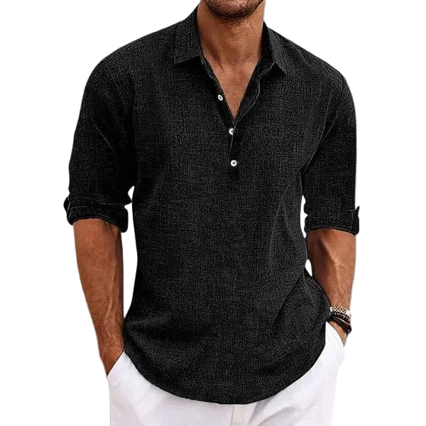Folded Sleeve Quarter Button Shirt