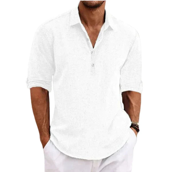 Folded Sleeve Quarter Button Shirt
