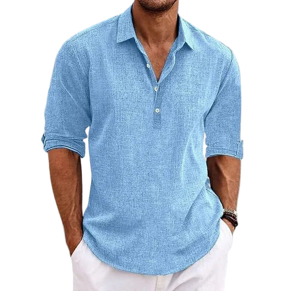 Folded Sleeve Quarter Button Shirt