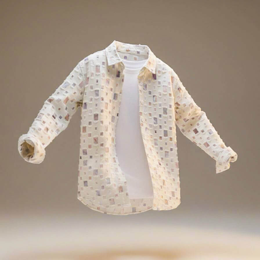 woven fabric blend Patchwork Shirt