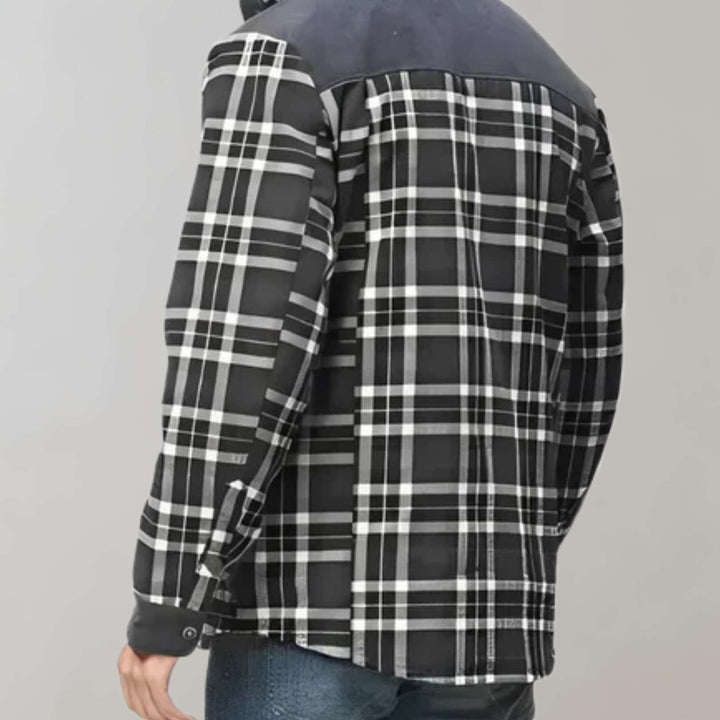 Warm geruit flanellen jack met fleece voering en hoge halslijn