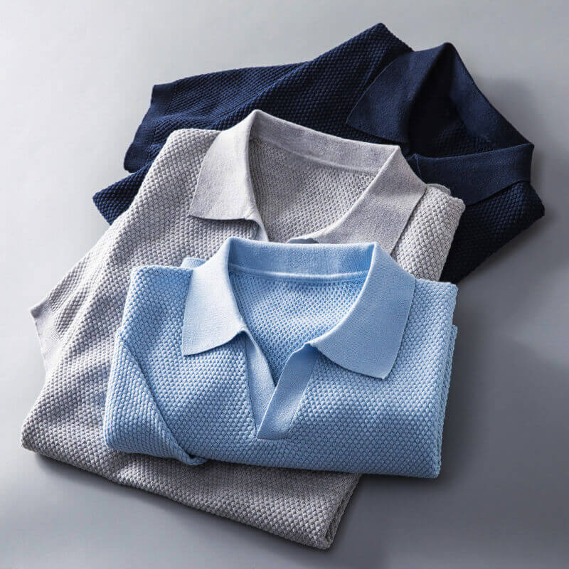 Textured Johnny Collar Polo