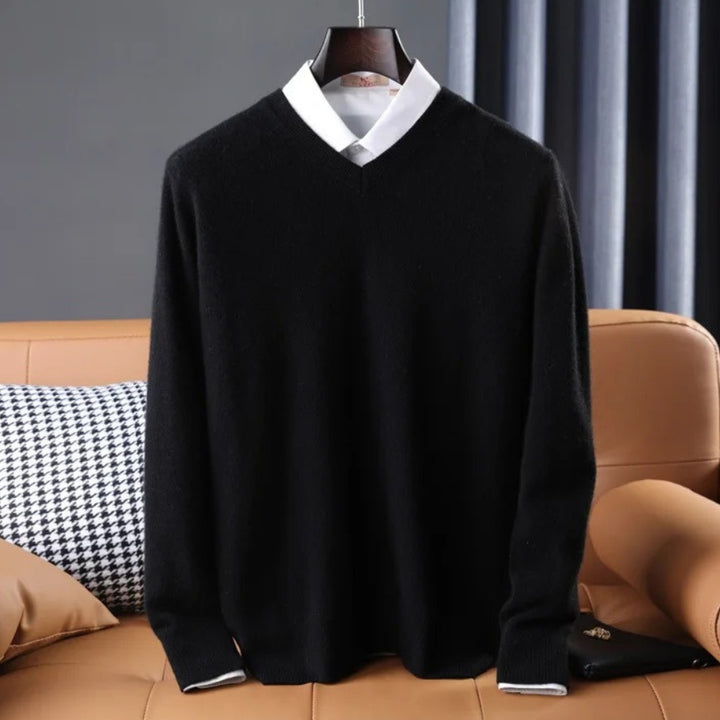 Precision-Cut V-Neck Sweater - Black
