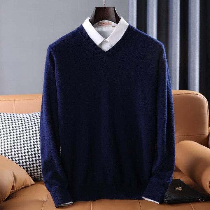 Precision-Cut V-Neck Sweater - Navy
