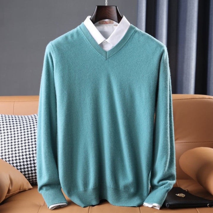 Precision-Cut V-Neck Sweater - Teal