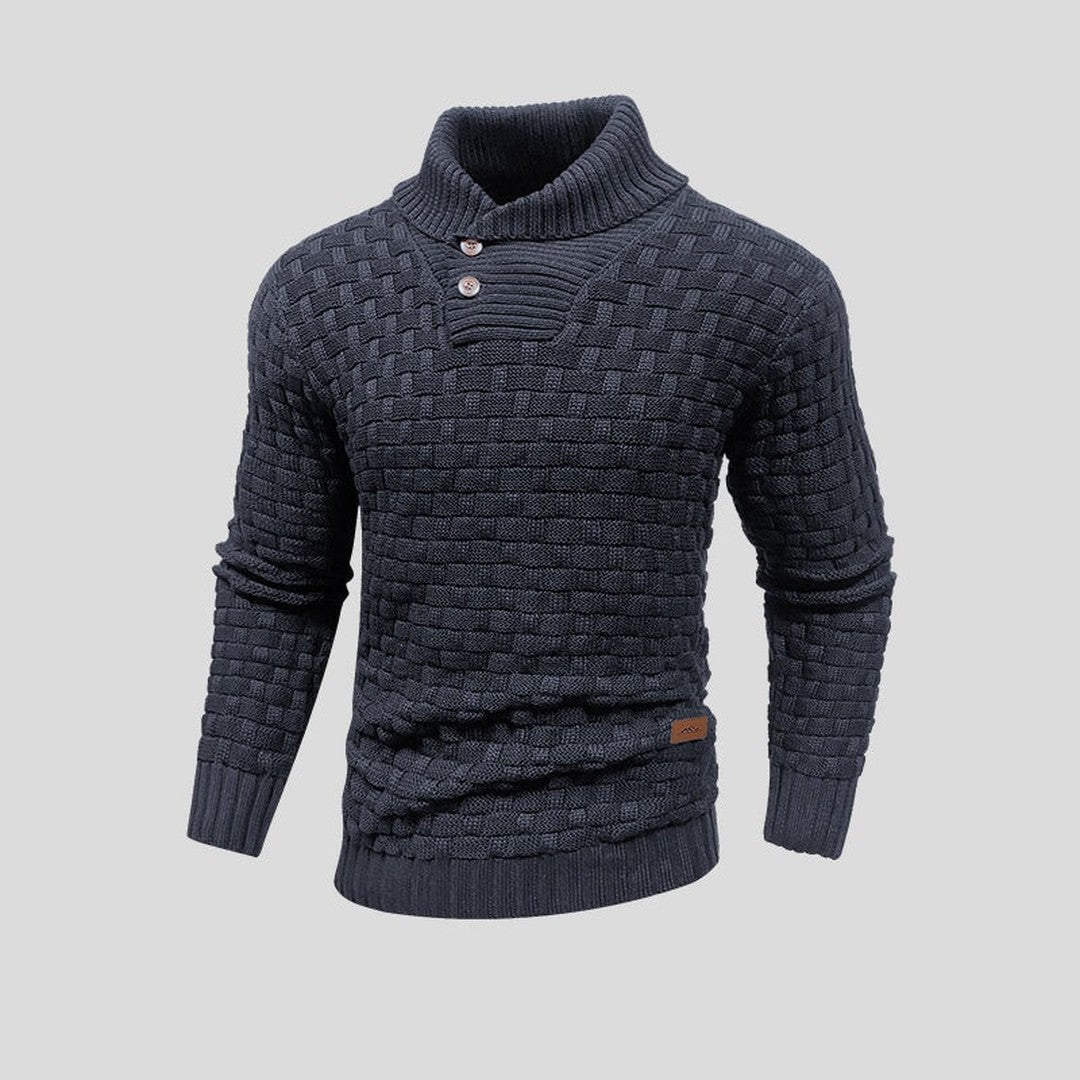 Textured Thermal-Look Knit Sweater - Dark Grey