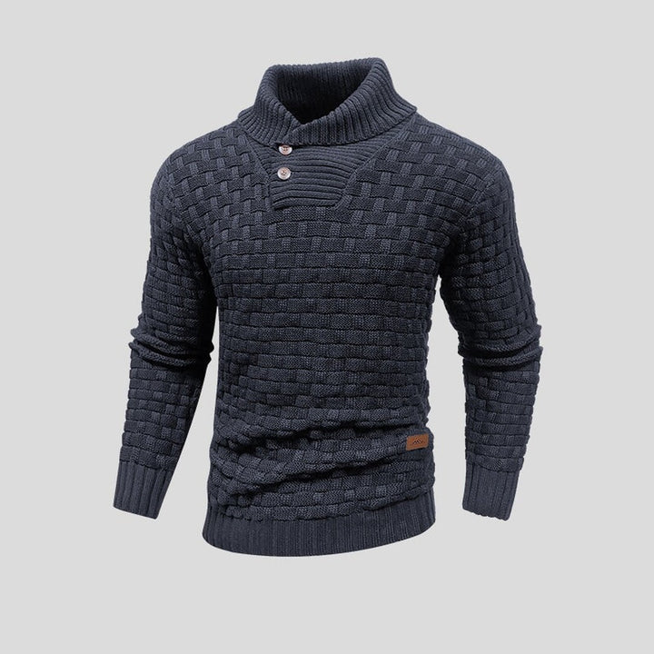 Textured Thermal-Look Knit Sweater - Dark Grey