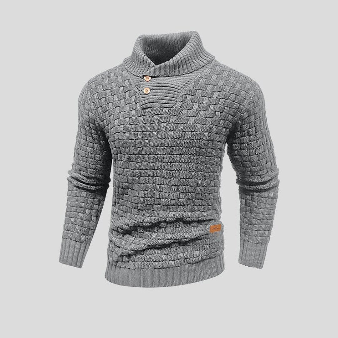 Textured Thermal-Look Knit Sweater - Grey