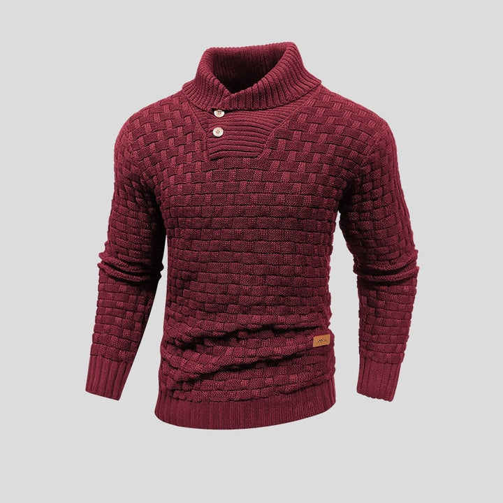 Textured Thermal-Look Knit Sweater - Red