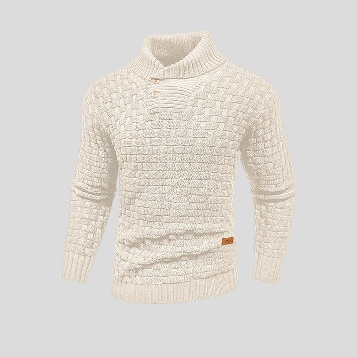 Textured Thermal-Look Knit Sweater - Cream