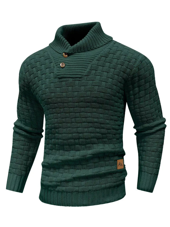 Men’s High Neck Button Knit Sweater