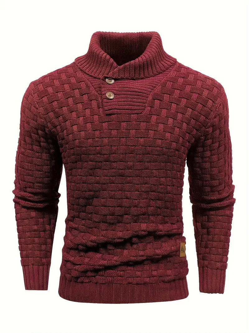 Men’s High Neck Button Knit Sweater