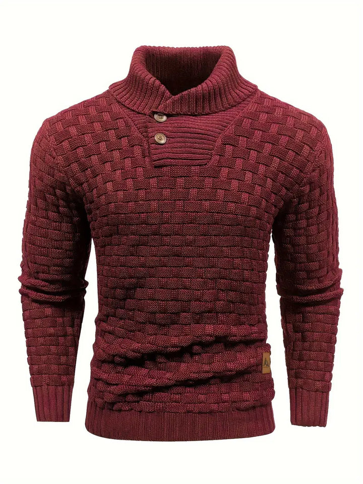 Men’s High Neck Button Knit Sweater