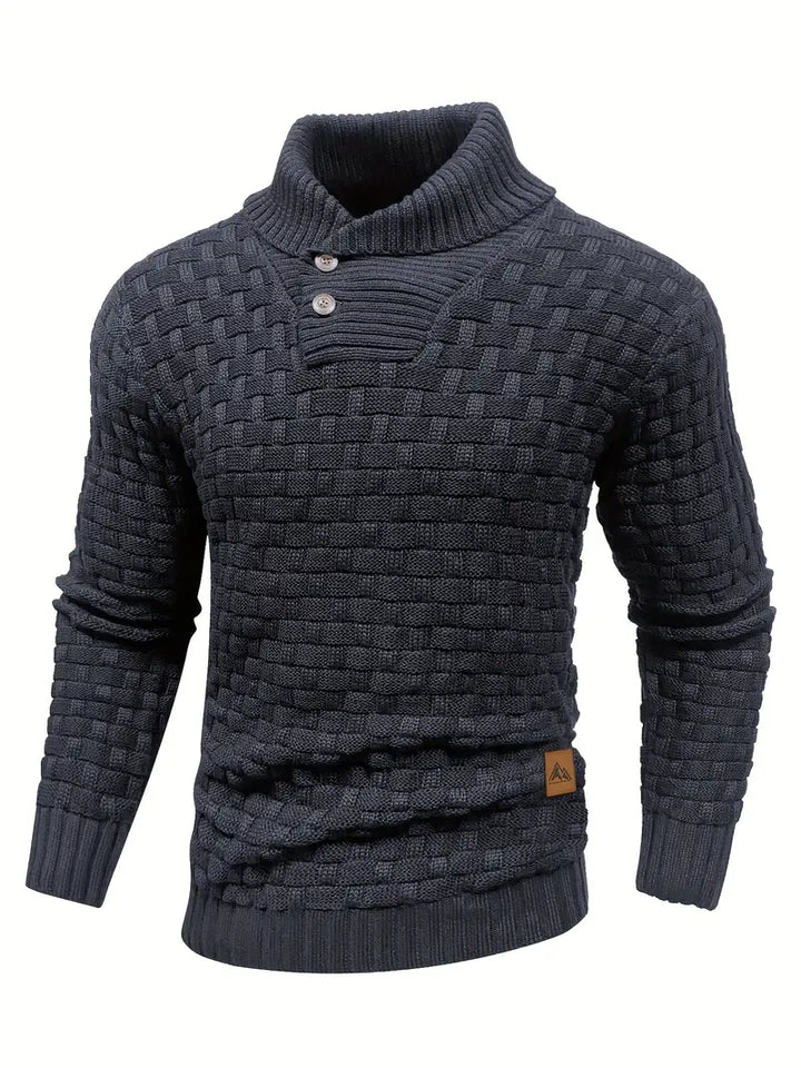 Men’s High Neck Button Knit Sweater