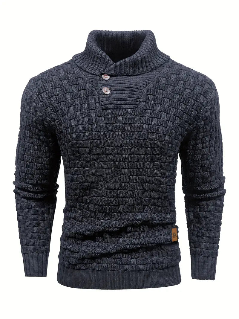 Men’s High Neck Button Knit Sweater