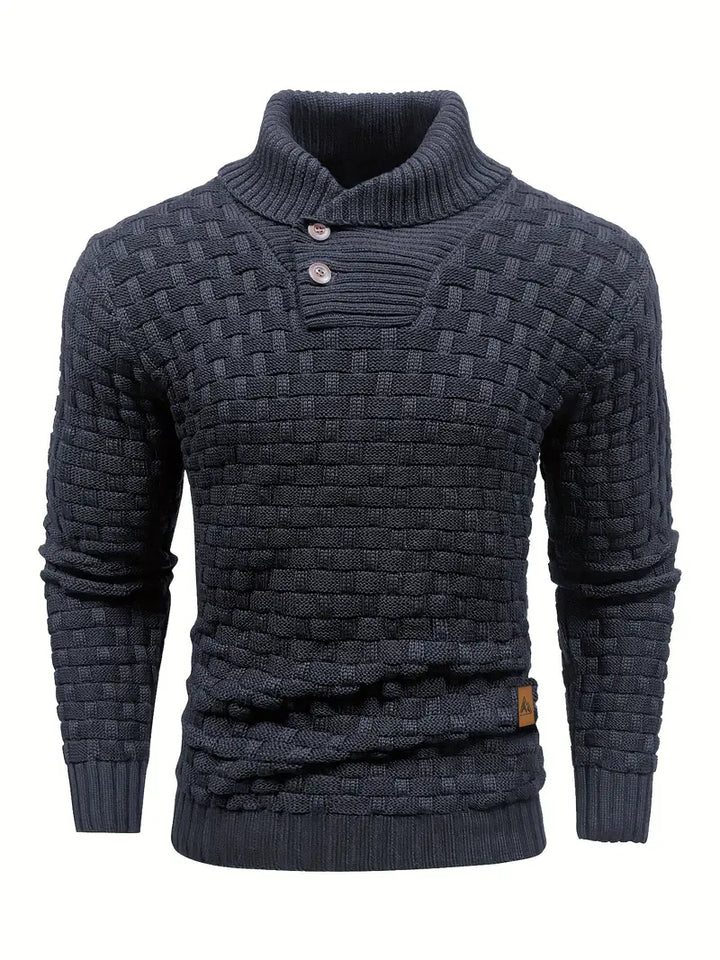Men’s High Neck Button Knit Sweater