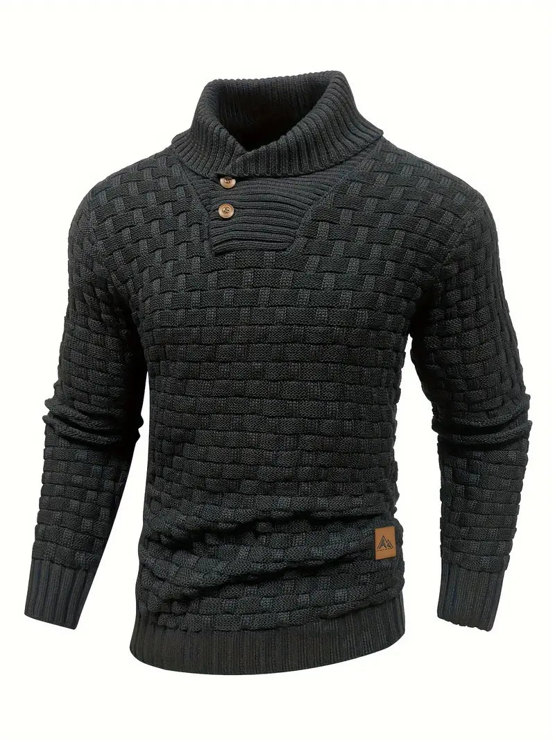 Men’s High Neck Button Knit Sweater