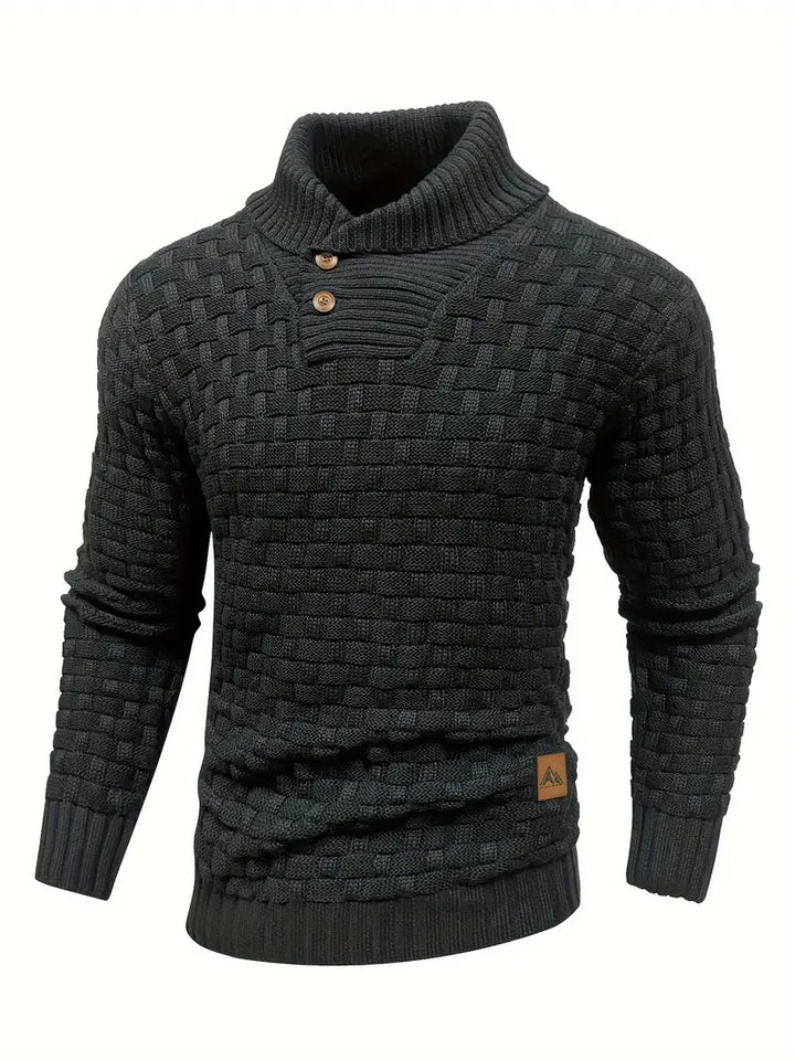 Men’s High Neck Button Knit Sweater