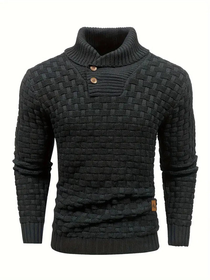 Men’s High Neck Button Knit Sweater