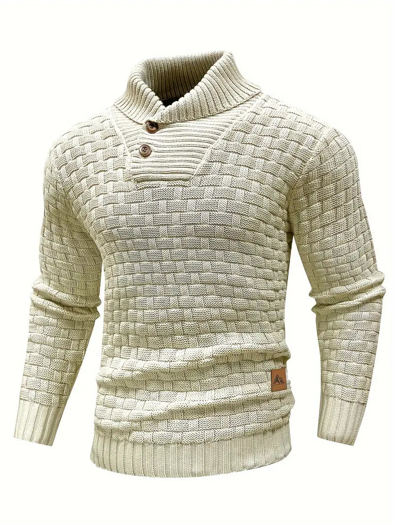 Men’s High Neck Button Knit Sweater