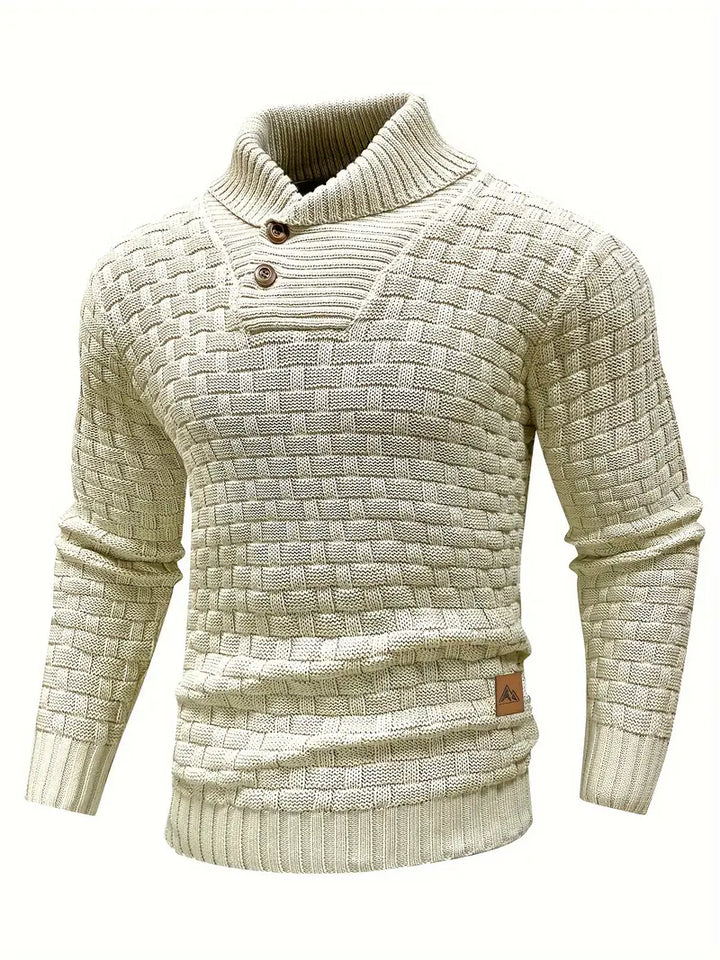 Men’s High Neck Button Knit Sweater
