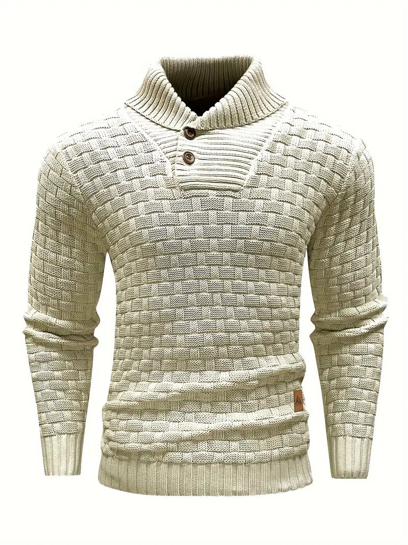 Men’s High Neck Button Knit Sweater