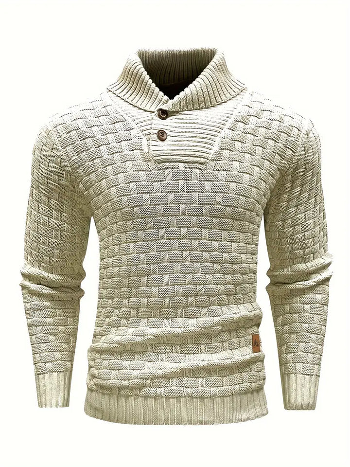 Men’s High Neck Button Knit Sweater