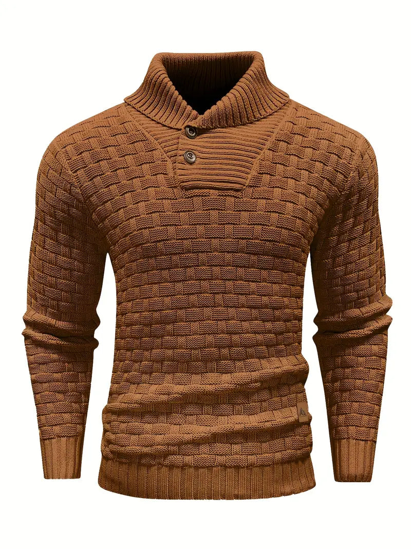 Men’s High Neck Button Knit Sweater