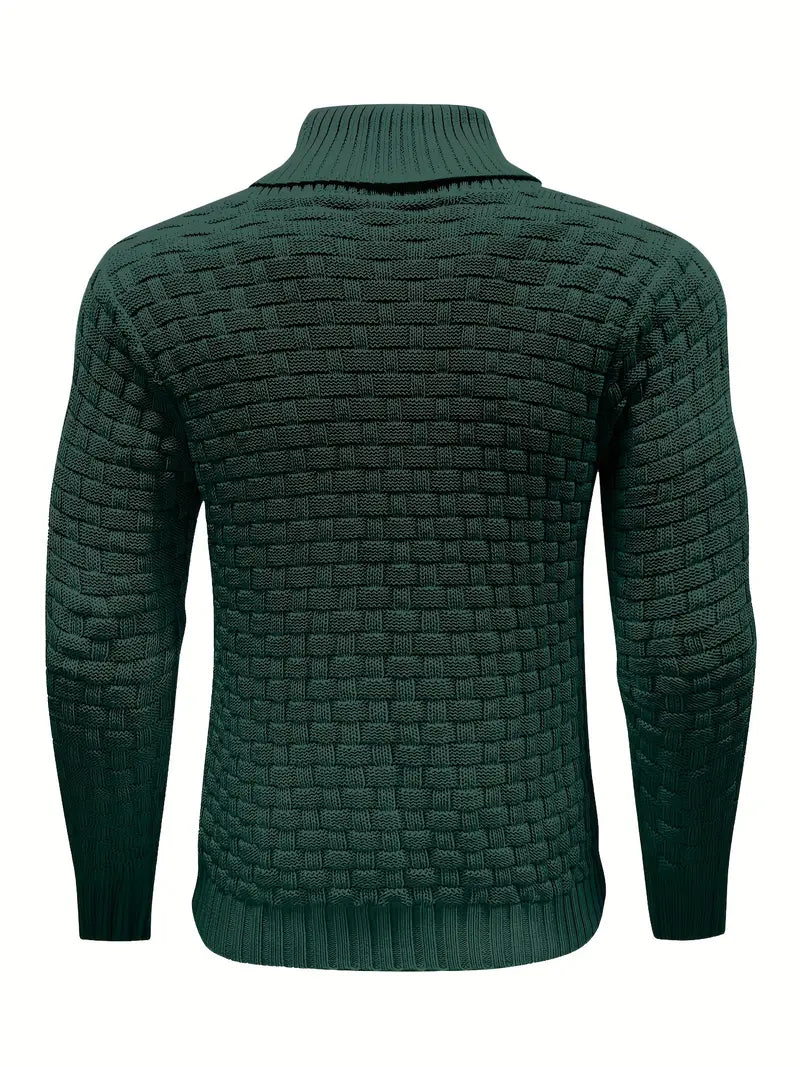 Men’s High Neck Button Knit Sweater