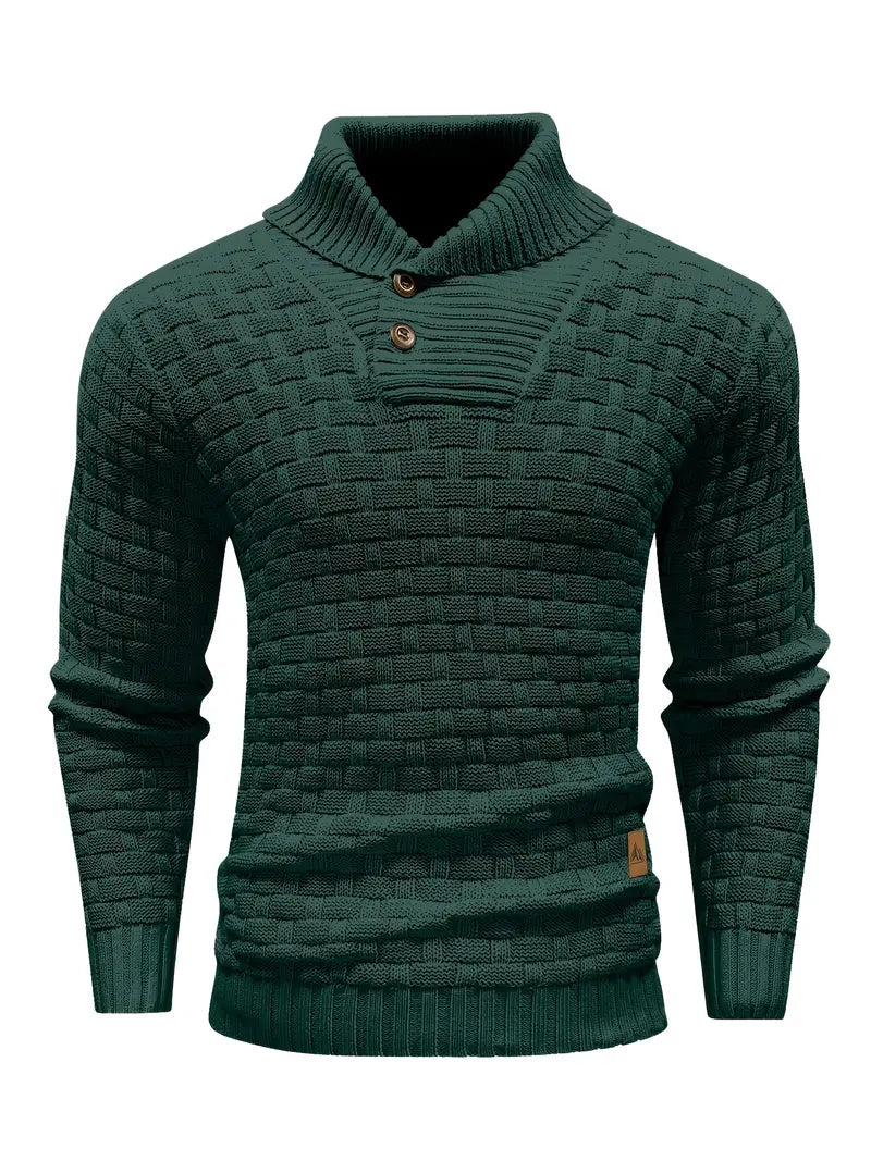 Men’s High Neck Button Knit Sweater