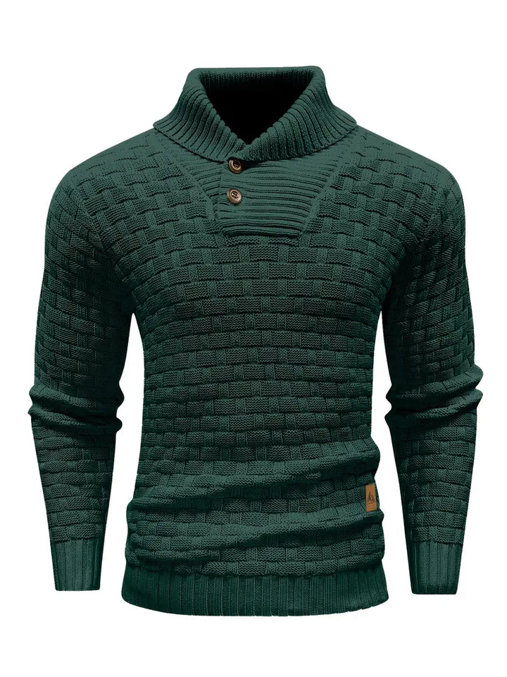 Men’s High Neck Button Knit Sweater