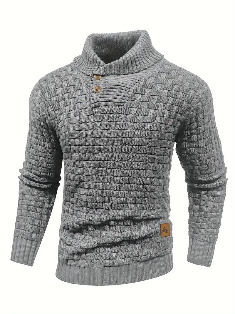 Men’s High Neck Button Knit Sweater