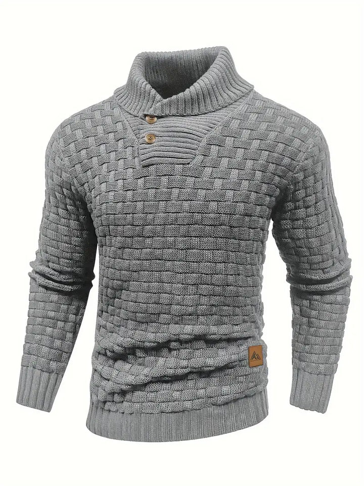 Men’s High Neck Button Knit Sweater