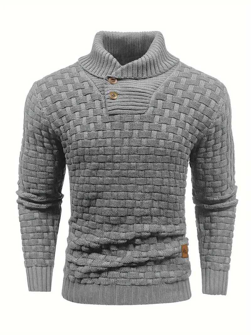 Men’s High Neck Button Knit Sweater