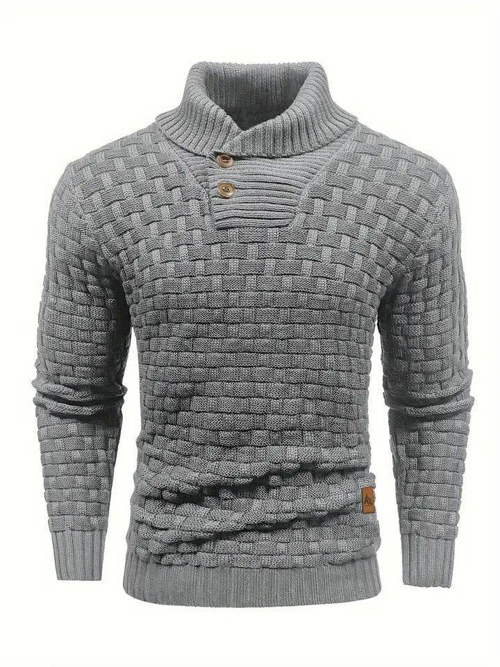 Men’s High Neck Button Knit Sweater
